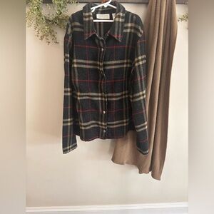 Plaid wool Button-Up Shirt. Womens size large.